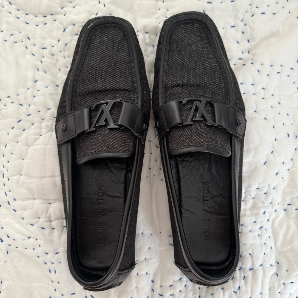 Louis Vuitton Black Loafers with Monogram Accent